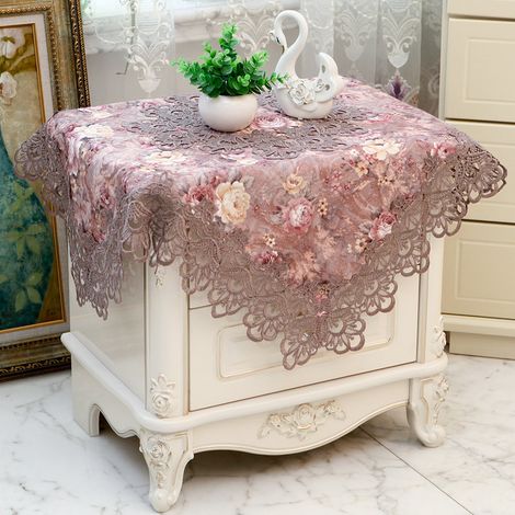 Nappe de chevet carrée, housse de table de chevet, coussin anti-poussière (1 pièce, violet élégant 127)