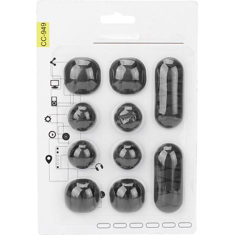 10pcs Serre-câbles adhésifs Organiseur de fils Autocollant pour bureau maison équipement beauté gestion des câbles de données Noir (1/5)