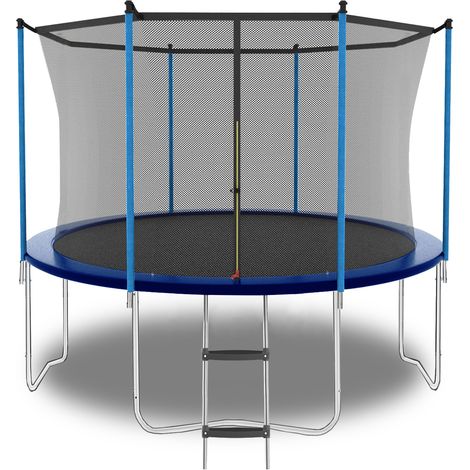 Trampolino da esterno 8FT blu con rete di sicurezza e scaletta, 181 kg (1/5)