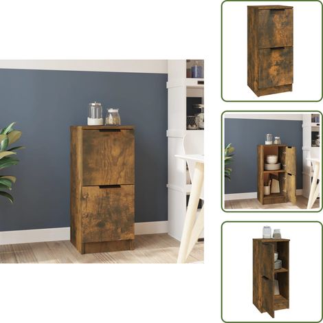 Buffet Chêne fumé 30x30x70 cm Bois d'ingénierie - Buffet - Meuble De Rangement - Commode - Mobilier - Décoration Intérieure (1/5)