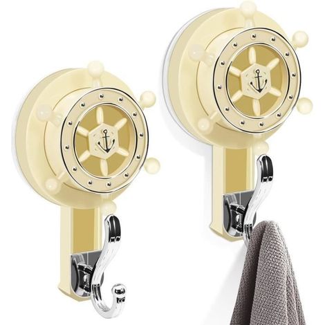 2 Saugnapfhaken für Glasfenster, robuste Duschhaken mit Haken (beige) (1/4)