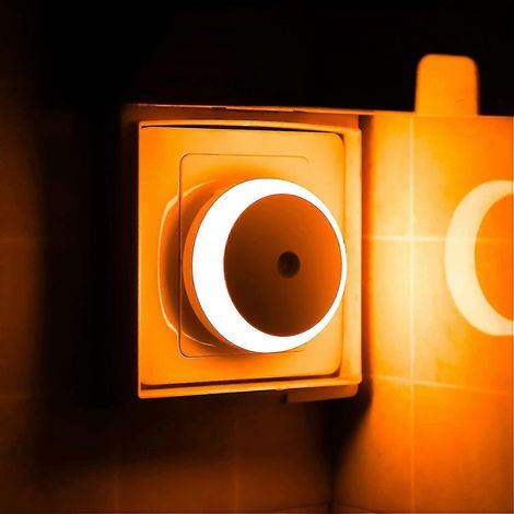 Veilleuse ambrée, veilleuse LED à brancher, détecteur crépusculaire, économe en énergie, éclairage doux, lot de 2, orange (1/5)