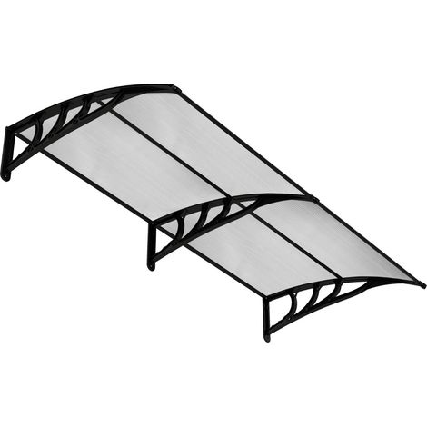 Tettoia per porta per protezione da sole pioggia neve, Tettoia per porta finestra in alluminio 199x99cm Grigio (1/3)