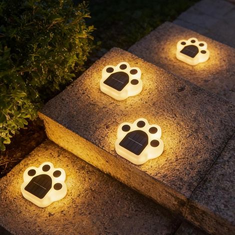 Lampe Solaire ExterieurJardin, Lot de 4 Lumiere Extérieur au Sol, Spot Solaire Extérieur, Lumiere Solaire Exterieur Empreinte de Patte Étanche pour Terrasse Chemins Jardin Escalier Allée Cour (1/5)