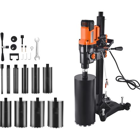 Carotteuse diamantée 2500W, perçage 20-254 mm, colonne support, forage à sec et humide béton, 10 forets inclus, 2 vitesses 535/920 tr/min, filetage UNC1 1/4-7, pour béton brique pierre (1/5)
