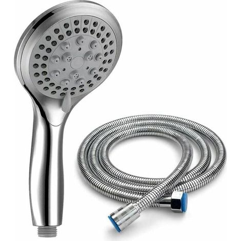 Cabezal de ducha con manguera de 1,5 m, 5 modos universales, ducha de mano cromada y ducha de mano flexible, ducha de mano de baño de alta presión (1/4)