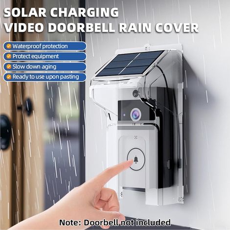 Protection contre la pluie pour sonnette avec panneau solaire, protection de sonnette en plastique transparent, couvercle étanche pour sonnettes vidéo, installation facile pour tous les modèles de son (1/4)