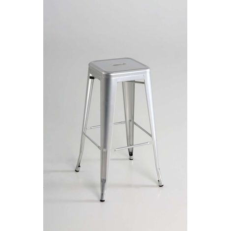 Pack de 4 taburetes de metal apilable acabado plata, 31 cm(ancho) 76.5 cm(altura) 31 cm(fondo) (1/2)