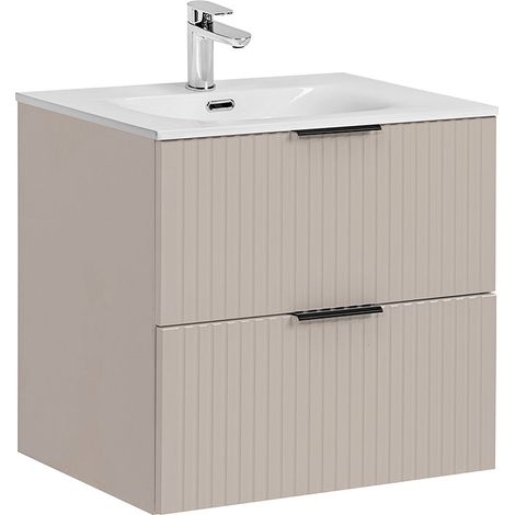 Waschtisch 60cm Adriel mit 2 Schubladen, Beige (1/5)