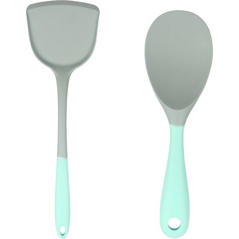 Cuchara Y Espátula De Silicona Resistente Al Calor - Juego De 2 Piezas - Compatible Con Utensilios Antiadherentes - 240 °C (1/5)
