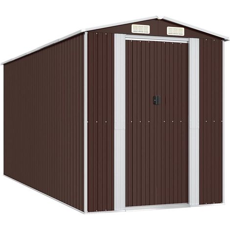 Maison Exclusive - Cobertizo jardín acero galvanizado marrón oscuro 192x440x223 cm (1/5)