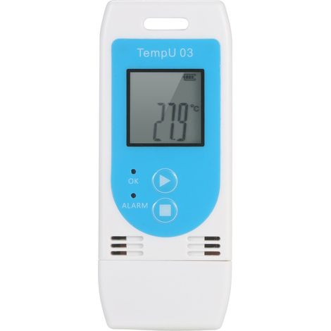 Wiederverwendbarer USB-Datenlogger für Temperatur und Luftfeuchtigkeit mit einer Aufzeichnungskapazität von 32.000 Messungen. (1/5)