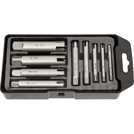 Extracteur de tarauds cassés M5 à M22 – Coffret de 9 extracteurs – Pour dévissage précis dans trous borgnes – Compatible avec tarauds standards – Kroftools