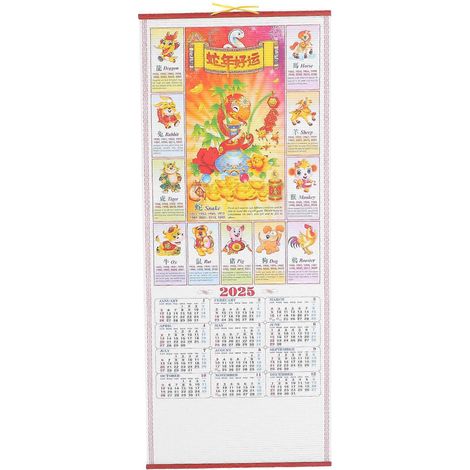 Calendrier mural Serpent Année Calendrier suspendu Calendrier chinois suspendu pour la maison et le bureau-76.20X31.80X0.10CM-Multi 1