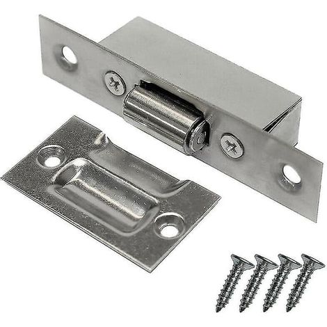 Loqueteau à rouleau réglable à mortaiser, finition satinée, serrure à ressort de porte en acier inoxydable, argent, 1 pièce (1/5)