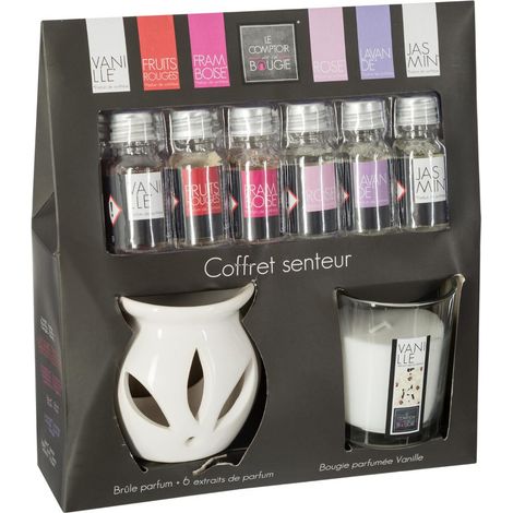 Coffret Senteur 8 Pièces 1 Brûle Parfum 6 Flacons D'huile Parfumée 1 Bougie Parfumée - Atmosphera (1/5)
