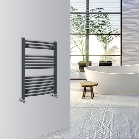 WarmeHaus Curved Bathroom Heated Towel Rail 800x600mm Anthracite