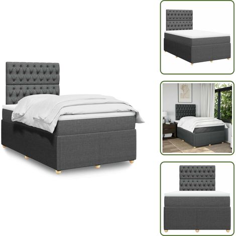Sommier à lattes de lit avec matelas Gris foncé 120x200cm Tissu - Sommier À Lattes De Lit - Sommiers À Lattes De Lit - Lit - Meuble De Chambre À Coucher (1/5)