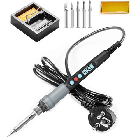 90-W-Lötkolben mit Innenheizung, einstellbarer Temperatur, Digitalanzeige mit Schalter und LCD-Bildschirm, automatischer Standby-Funktion, 110 V/220 V (1/5)