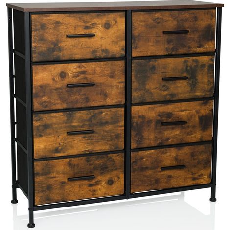 Kommode RAGALA LIGHT 80x30x82 cm 8 Schubladen räuchereiche hjh LIVING (1/5)