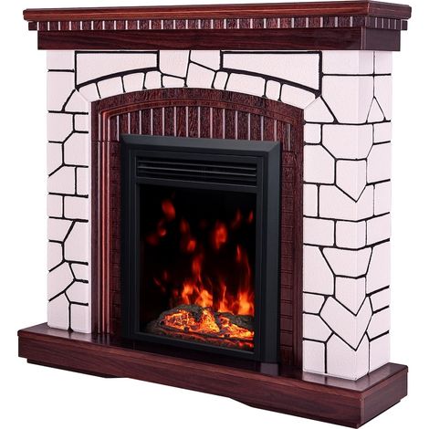 ART FLAME Cheminée électrique - Natali & Cris - 1500W - Flamme multicolore - Thermostat - Effet bois qui crépite