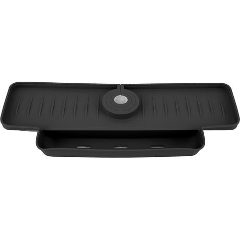 Égouttoir anti-éclaboussures pour robinet en silicone pliable avec poignée de robinet, bac récupérateur de gouttes, panier d'égouttage pour cuisine, noir (1/5)