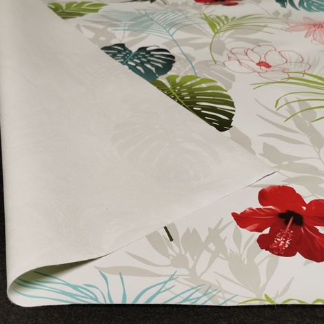 Nappe Toile cirée PVC sur Mesure, Tailles et Motifs au Choix, toile cirée pour Tables intérieures et extérieures - 140 x 400cm - Zen Floral.
