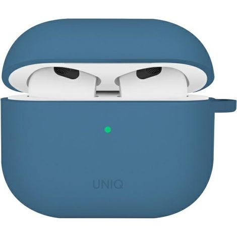 Custodia UNIQ per Nexo AirPods 4 + ganci auricolari in silicone blu/blu pacifico (1/5)