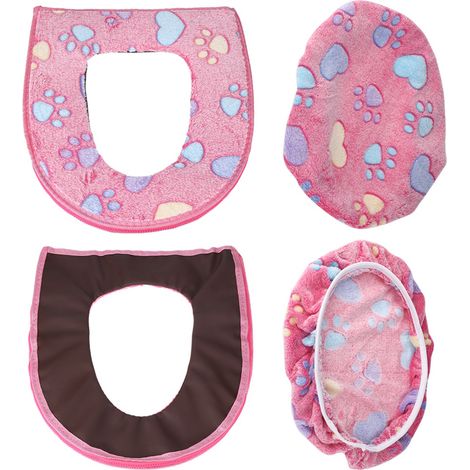 Ensemble Couvre-Abattant En Velours Corail - Doux Et Chaud Pour Hiver - Compatible WC Forme U - Lot De 2 Pièces (1/5)