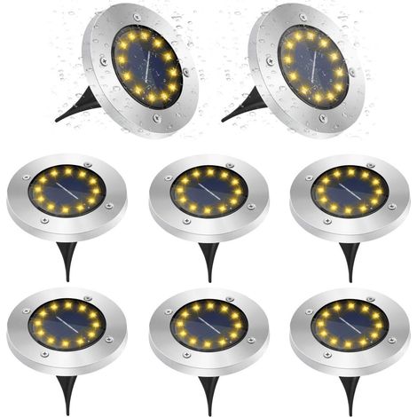 Solar-Straßenleuchten, 12 LED-Solarleuchten für den Außenbereich, 6000K Gartenleuchten, IP65 wasserdicht, warmweiß, Solarleuchten, Gartenbeleuchtung für Rasen, Einfahrt, Gehweg, Terrasse, Garten, 8er-