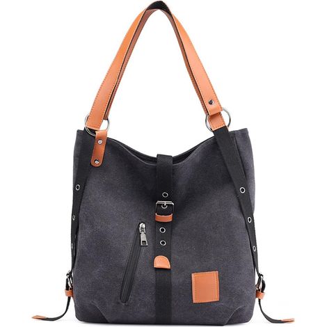 Sac à bandoulière multifonctionnel en toile pour femmes (noir)