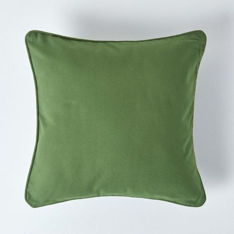 HOMESCAPES Cotton Plain Olive Green Cushion Cover, 30 x 30 cm