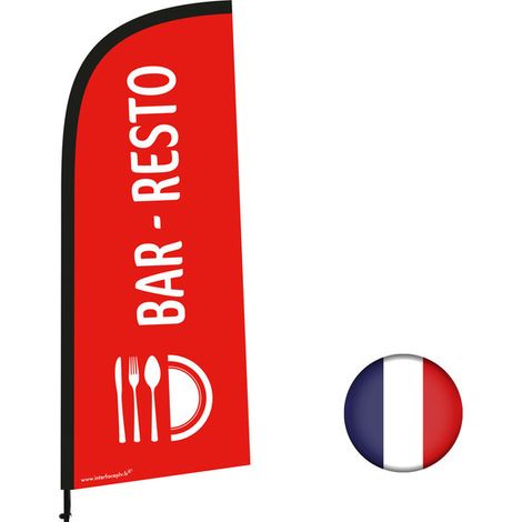 Drapeau publicitaire "BAR RESTO" 225 x 85 cm - Interface PLV
