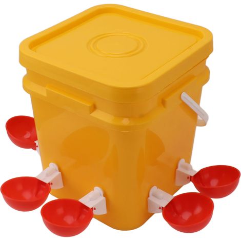 Abreuvoir automatique pour volailles avec réservoir manuel de 12 litres, abreuvoir pour oies et canards + grand bol rouge + vis noires (1/5)