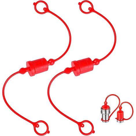 - Bouchon anti-poussière mâle et couvercle de bouchon femelle pour raccord rapide hydraulique 1/4"compatible avec raccord rapide hydraulique rouge (1/5)