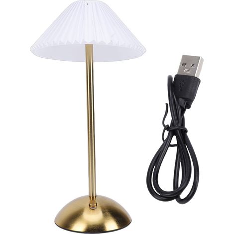 Lampe Chevet Tactile Sans Fil Veilleuse Rechargeable Moderne Plissé Tissu avec Base Métal – Table Chambre Bureau Pépinière Salon Style 1 (1/5)