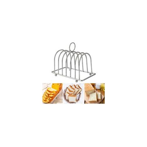 Bread Rack Non-deformable Loop Carry Handle Non-stick Ball Feet Rust-free Stainless Steel 6 Slots Toast Bread Holder Bakery