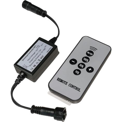 Variateur de lumière LED, variateur SMY pour éclairage de terrasse avec télécommande sans fil RF, étanche IP67 pour la variation d'intensité lumineuse LED avec câble d'extension noir DC mâle/femelle (1/4)