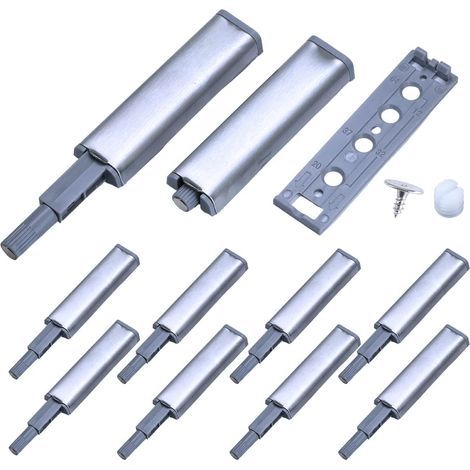 Lot de 10 loquets magnétiques en acier inoxydable pour portes, à ouverture par simple pression, pour tiroirs, placards de cuisine et portes d'armoires. (1/5)