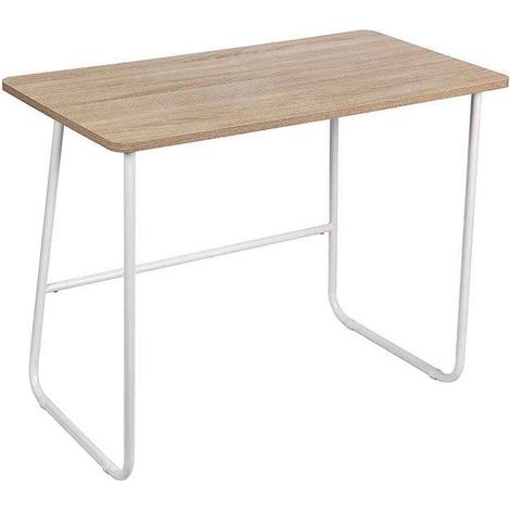 Mesa oficina o despacho patas metálicas en acabado roble/blanco 76 cm(alto)100 cm(ancho)52 cm(largo) (1/4)