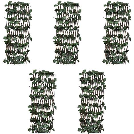 vidaXL Clôtures à treillis de saule 5pcs feuille artificielle 180x30cm (1/4)