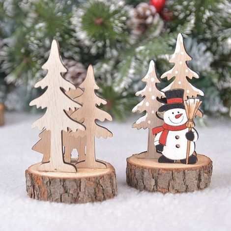couleurs : voir photo. Matière : bois. Nouveauté Noël : 4 pièces. Sapin de Noël en bois à poser. (1/5)