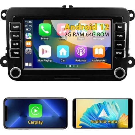 Autoradio avec Carplay sans Fil Android Auto pour Volkswagen Beetle Tiguan Passat Golf Polo Jetta Skoda Seat, 13 7 Pouces autoradio à écran Tactile Navigation GPS WiFi Bluetooth FM - (1/5)