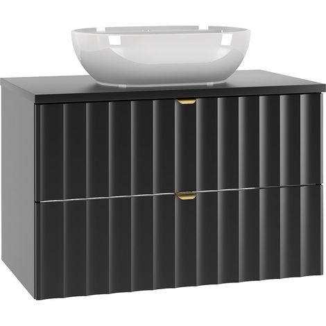 Waschtisch 80cm Lexa mit 2 Schubladen, Schwarz (1/5)