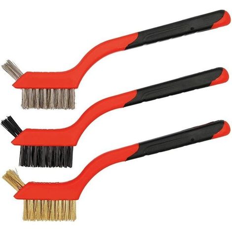 Lot de 3 brosses métalliques,petites brosses métalliques pour nettoyer la rouille, la saleté, le frottement de la peinture et le (1/5)