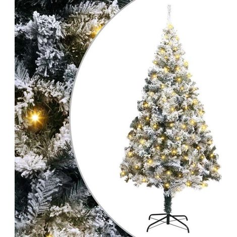 Sapin de Noël artificiel blanc, 180 cm de haut, en PVC, acier et plastique. (1/5)