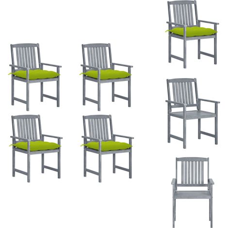 Chaises de jardin et coussins lot de 4 Gris Bois acacia massif - Chaise De Jardin - Mobilier De Jardin - Fauteuil De Jardin - Table Basse - Set De Salon De Jardin (1/5)