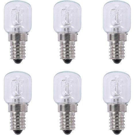 6 ampoules halogènes E14 haute température 25 W, culot D, pour four à bulles, 250 V, quartz.