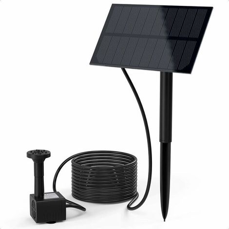 Pompe Solaire pour Fontaine, 1,5W Pompe à Eau Solaire avec Piquet de Terre et 7 Buses Différent, Fontaine Flottante pour Jardin Bassin d'Etang Extérieur (1/4)
