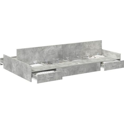 Cadre de lit avec tiroirs de rangement, gris ciment, 120 x 190 cm (1/5)